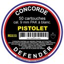 Cartouches CONCORDE DEFENDER cal.9mm pak pour pistolet par 50