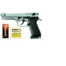 Pack pistolet KIMAR 92 auto cal.9mm pak pa chrome + 50 munitions titan + 10 gaz cs